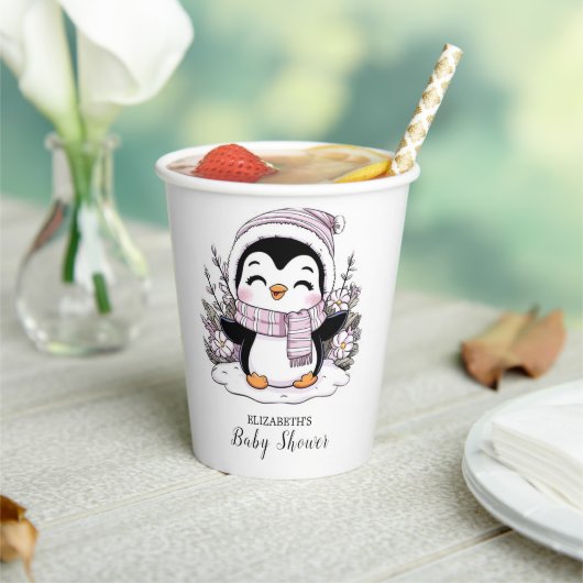 Kinder Snow Penguin Babydusche Pappbecher (In Situ)