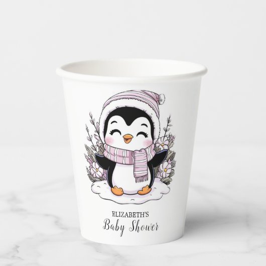 Kinder Snow Penguin Babydusche Pappbecher (Vorderseite)