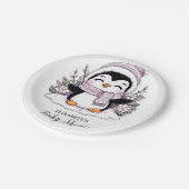 Kinder Snow Penguin Babydusche Pappteller (Schrägansicht)