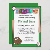 Kinder Softball zum Geburtstag Einladung (Vorne/Hinten)