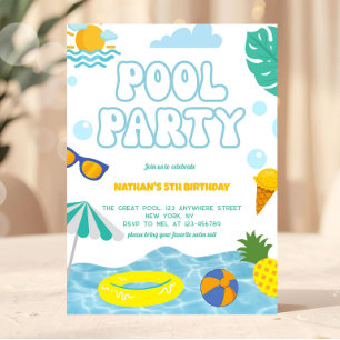 Kinder Sommer Spaß Pool Party Geburtstag Einladung