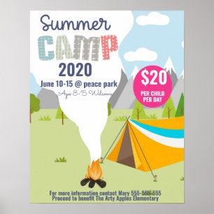 Kinder-Sommercamp-Flyer, Schul-Camping-Flyer Poster
