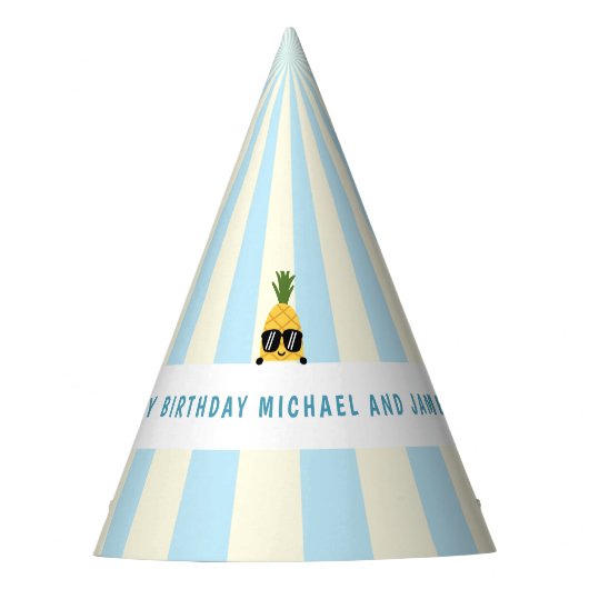 Kinder Sommerthema DoppelGeburtstagsfeier Partyhütchen (Vorderseite)