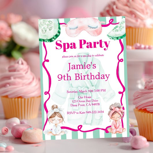 Kinder-Spa-Party-Geburtstag Einladung