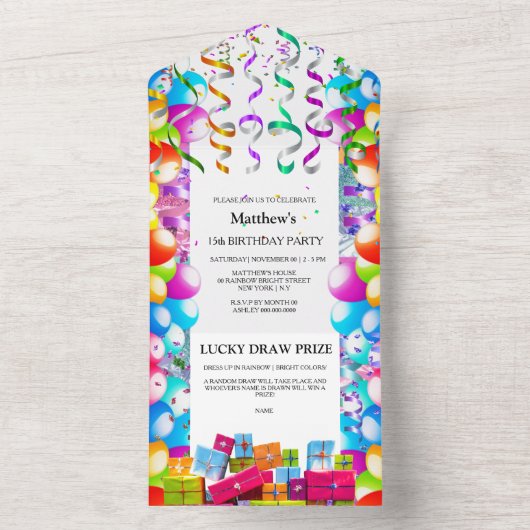 Kinder Spaß Ballon Streamer Party feiern All In One Einladung (Innen Boden)