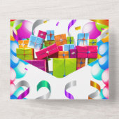 Kinder Spaß Ballon Streamer Party feiern All In One Einladung (Rückseite)