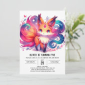 Kinder Spaß Fox Geburtstag Einladung (Stehend Vorderseite)