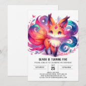 Kinder Spaß Fox Geburtstag Einladung (Vorne/Hinten)