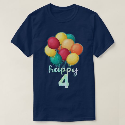 Kinder Spaß glücklich 4 Jahre Alte farbenfrohe Bal T-Shirt (Design vorne)