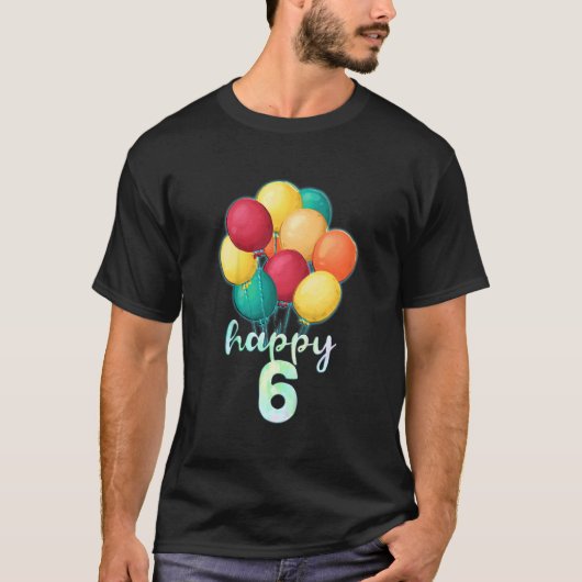 Kinder Spaß glücklich 6 Jahre alt farbenfrohe Ball T-Shirt (Vorderseite)