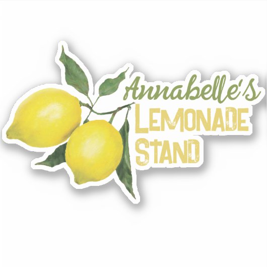 Kinder Spaß Personalisiert Name Lemonade Standlogo Aufkleber (Vorderseite)