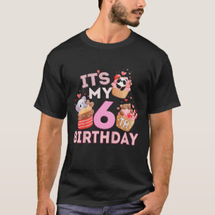 Kinder Spaß Süße Tier Cupcake seinen 6. Geburtstag T-Shirt