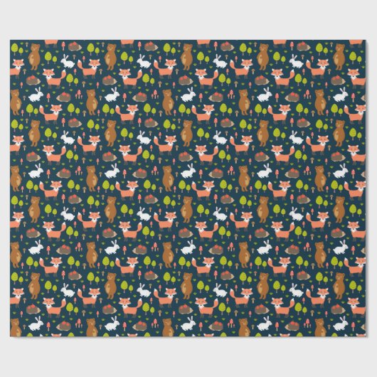 Kinder Spaß Waldtiere Bunny Rabbit Fox Bär Geschenkpapier (Flach)