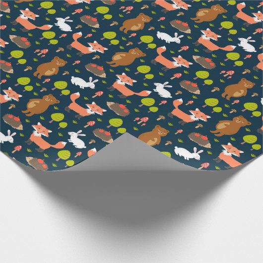 Kinder Spaß Waldtiere Bunny Rabbit Fox Bär Geschenkpapier (Ecke)