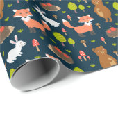 Kinder Spaß Waldtiere Bunny Rabbit Fox Bär Geschenkpapier (Rolleneckpunkt)