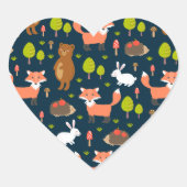 Kinder Spaß Waldtiere Bunny Rabbit Fox Bär Herz-Aufkleber (Vorderseite)