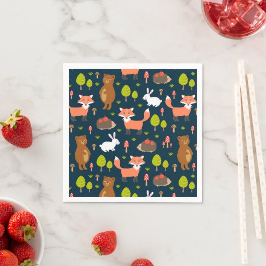 Kinder Spaß Waldtiere Bunny Rabbit Fox Bär Serviette (Beispiel)