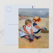 Kinder spielen am Strand  Postkarte (Vorne/Hinten)