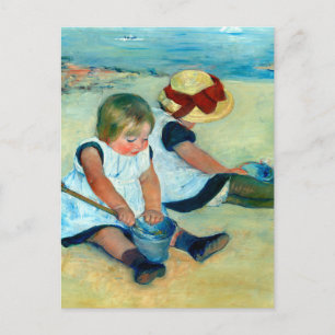 Kinder spielen am Strand von Mary Cassatt Postkarte
