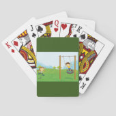 Kinder spielen auf Reifenpendel Spielkarten (Rückseite)