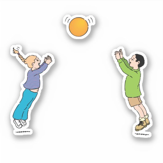 Kinder spielen Ball Aufkleber (Vorderseite)