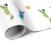 Kinder spielen Ball Geschenkpapier (Rolleneckpunkt)
