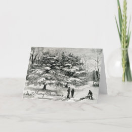 Kinder spielen im Schnee Winterferien Karte