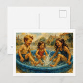 Kinder spielen in einem Pool, Postkarte (Vorne/Hinten)