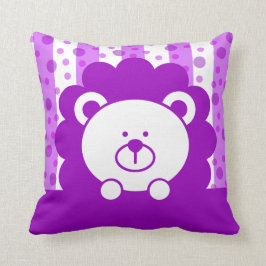 Kinder spielen Löwe-Streifen-Polka-Punkte lila | Kissen