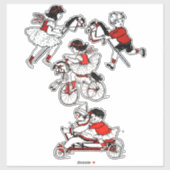 Kinder Spielen mit Vintager Abbildung Aufkleber (Blatt)