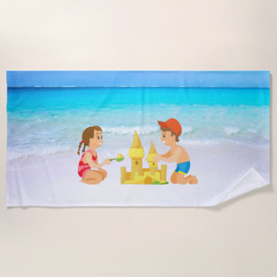 Kinder spielen Strandhandtuch