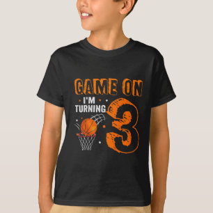 Kinder spielen, wenn ich 3 Basketball 3. Geburtsta T-Shirt