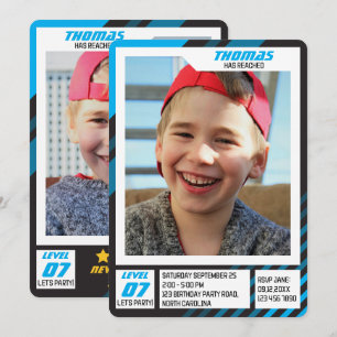 Kinder Spielerprofil Trading Gamer Geburtstagsfoto Einladung