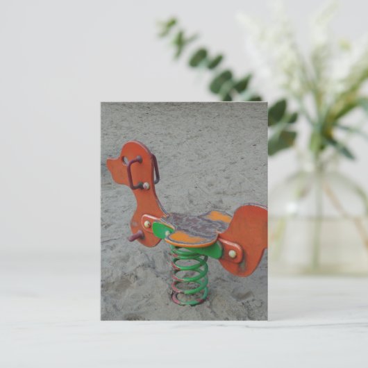 Kinder Spielplatz Orange Dog Tog in Sand Postkarte (Stehend Vorderseite)