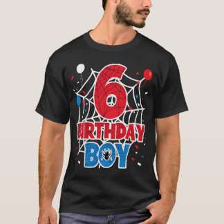 Kinder Spinnennetz 6 Jahre alter Geburtstagsjunge T-Shirt
