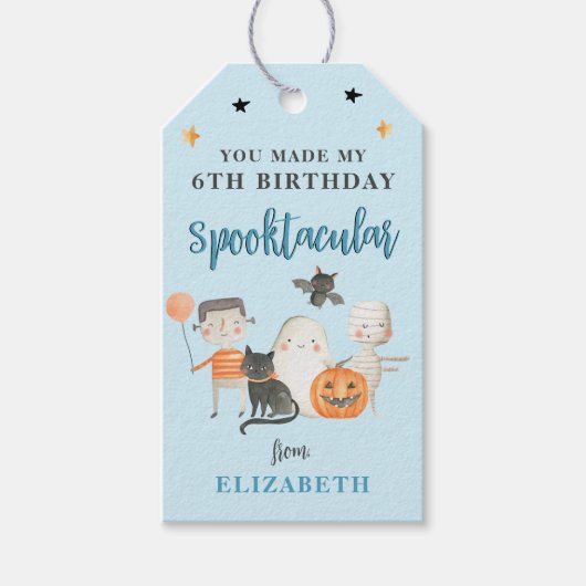 Kinder Spooktacular Halloween Geburtstagsparty Gun Geschenkanhänger (Vorderseite)