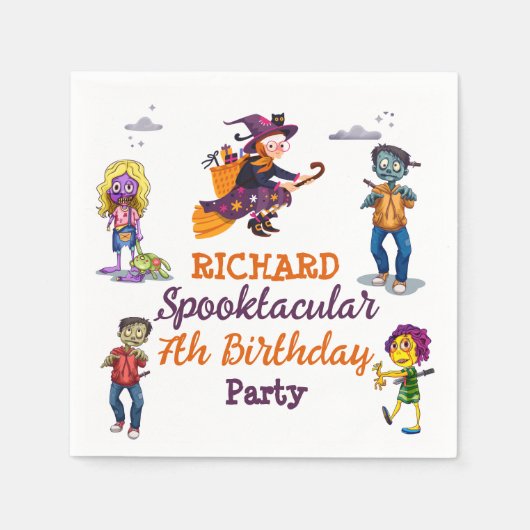 Kinder Spooky Halloween Kostüm Bir Paper Napkin Serviette (Vorderseite)