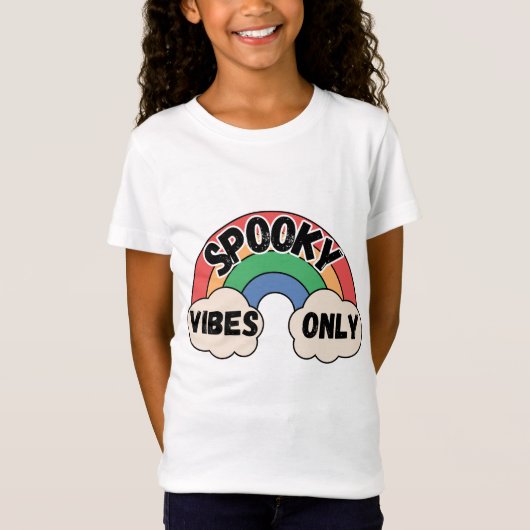 Kinder Spooky Vibes Regenbogen nur Kleinkind Hallo T-Shirt (Vorderseite)