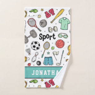 Kinder Sport Muster Boys Name farbenfrohe Athletik Handtuch