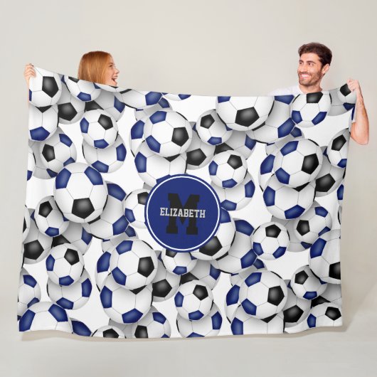 Kinder-Sportzimmer Blau Schwarze Fußballmannschaft Fleecedecke (Beispiel)