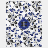Kinder-Sportzimmer Blau Schwarze Fußballmannschaft Fleecedecke (Vorderseite)