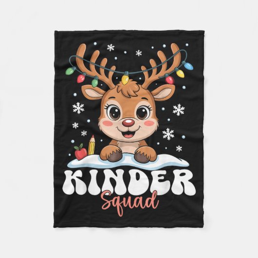 Kinder Squad Reindeer Christmas Lights Cute Winter Fleecedecke (Vorderseite)