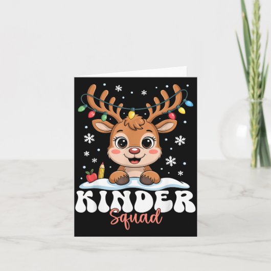 Kinder Squad Reindeer Christmas Lights Cute Winter Karte (Vorderseite)