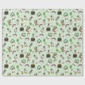 Kinder St. Patrick’s Day Schafe & Kleeblätter Geschenkpapier (Flach)