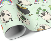 Kinder St. Patrick’s Day Schafe & Kleeblätter Geschenkpapier (Rolleneckpunkt)