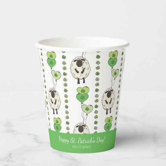 Kinder St. Patrick’s Day Schafe & Shamrocks Muster Pappbecher (Vorderseite)