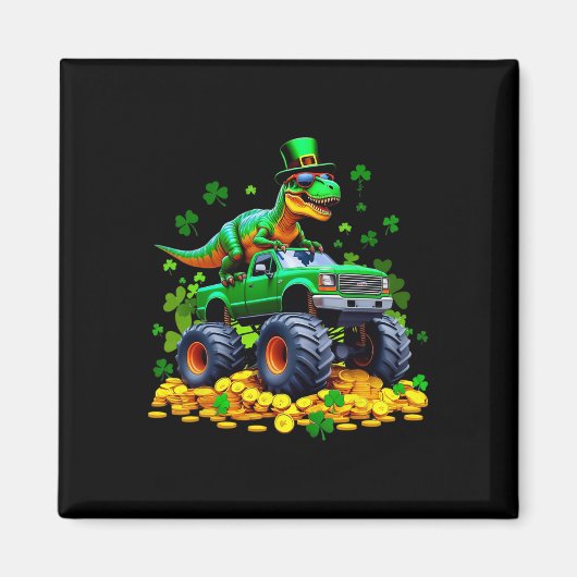 Kinder St. Patrick's Day 2026 - Dinosaur fährt Mon Magnet (Vorne)