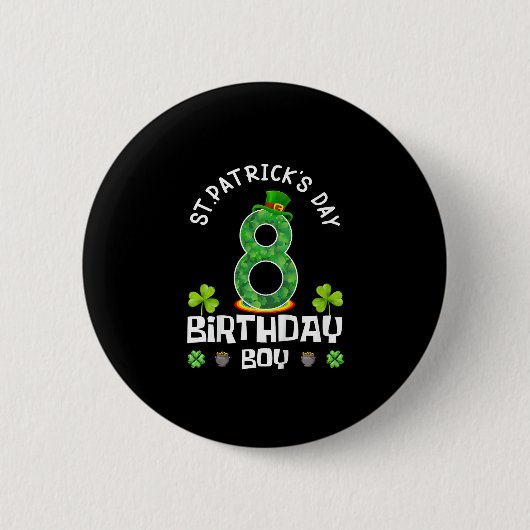 Kinder St. Patrick's Day Birthday 8. 2015 T - Shir Button (Vorderseite)