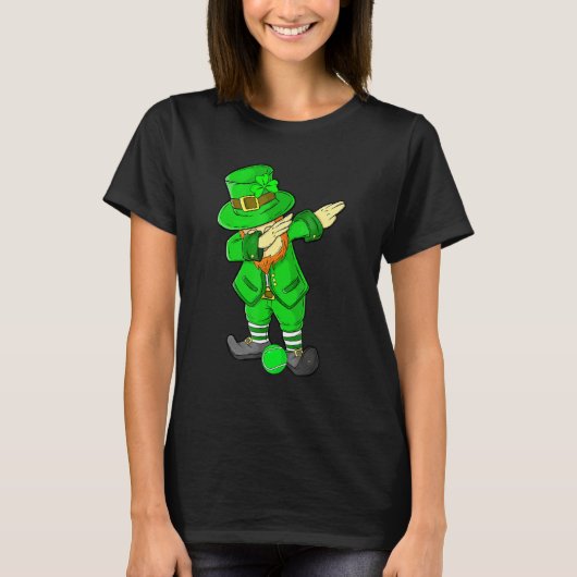 Kinder St Patricks Day Dabbing Leprechaun Tennis T-Shirt (Vorderseite)