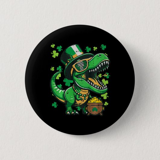 Kinder St. Patrick's Day Dinosaur Saint Pattys Tre Button (Vorderseite)